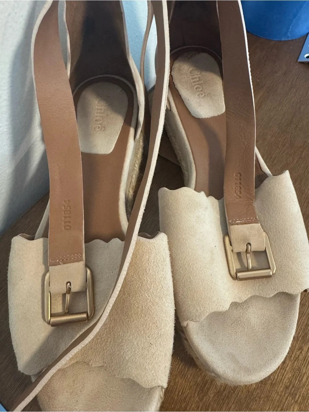 Chloé Suede Scalloped Espadrille Platform Sandals